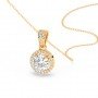 Gold Zircon Round Solitaire Pendant With Link Chain