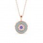 Rose Gold Radiant Blue Disk Pendant