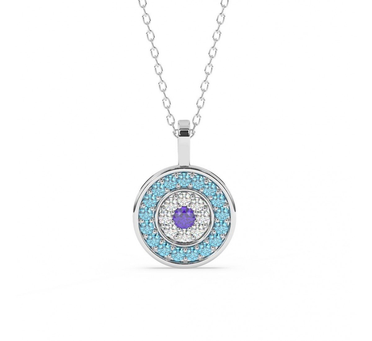 Silver Radiant Blue Disk Pendant