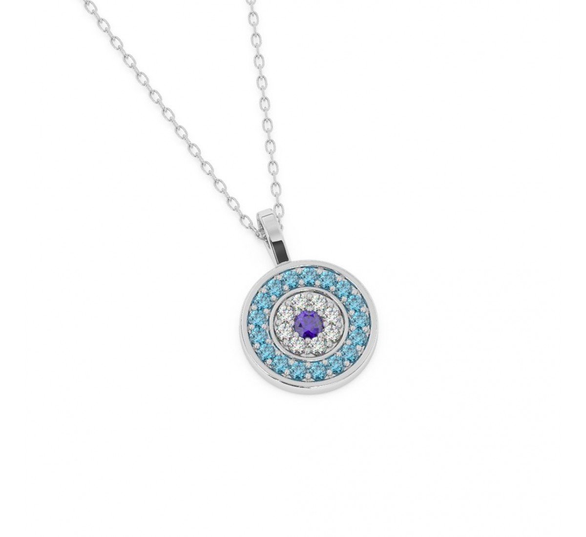 Silver Radiant Blue Disk Pendant