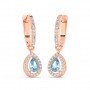 Rose Gold Sparkling Blue Stone Hoop Earrings