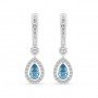 Silver Sparkling Blue Stone Hoop Earrings