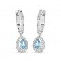 Silver Sparkling Blue Stone Hoop Earrings