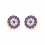 Gold Radiant Blue With Zircon Disk Earrings