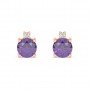 Rose Gold Purple Stone Shining Earrings