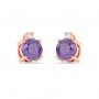 Rose Gold Purple Stone Shining Earrings