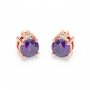 Rose Gold Purple Stone Shining Earrings