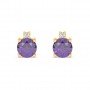 Gold Purple Stone Shining Earrings