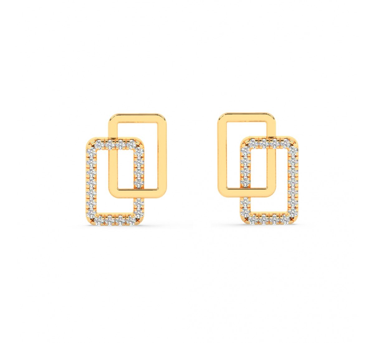 Gold Geometric Shape Zircon Studded Earrings