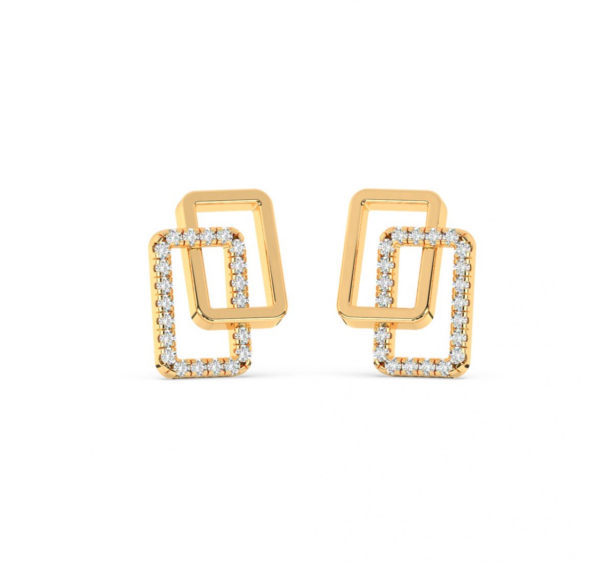 Gold Geometric Shape Zircon Studded Earrings