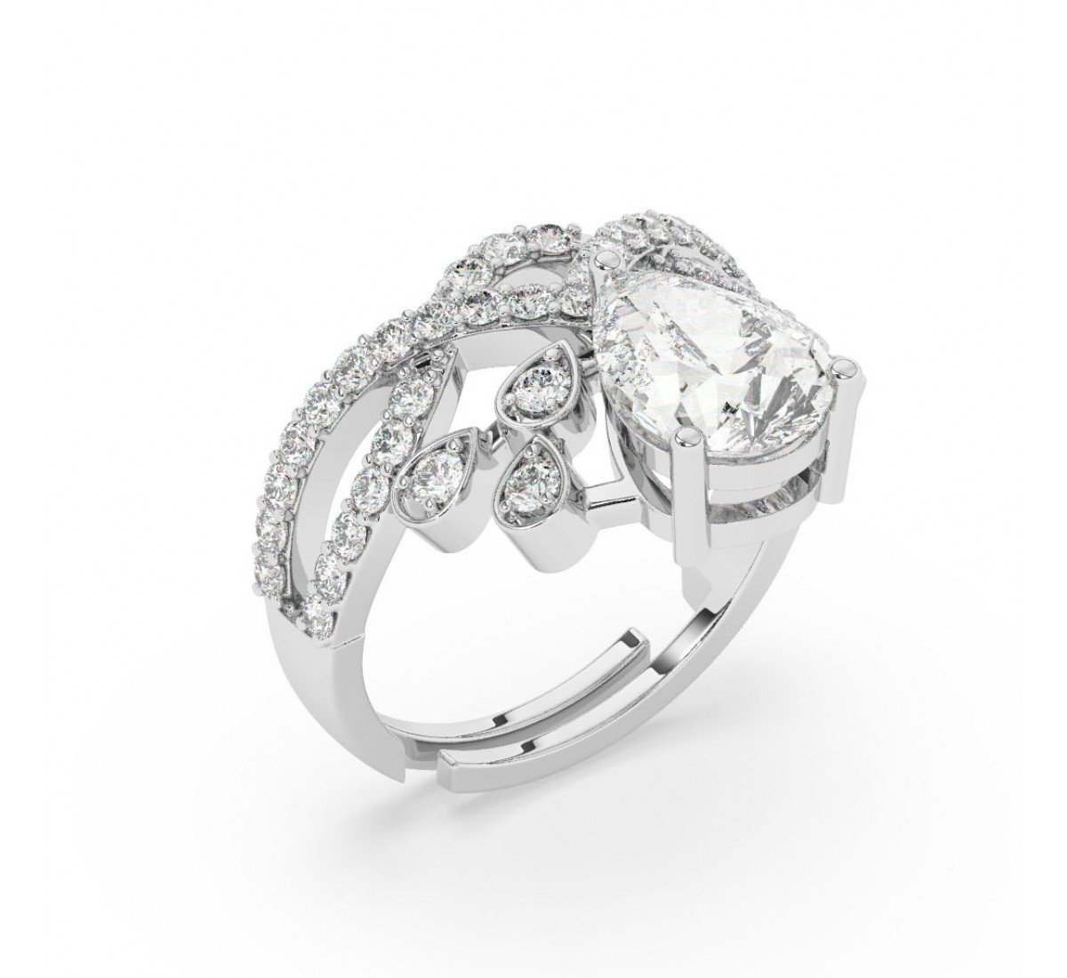 Silver Zircon Crowning Glory Ring