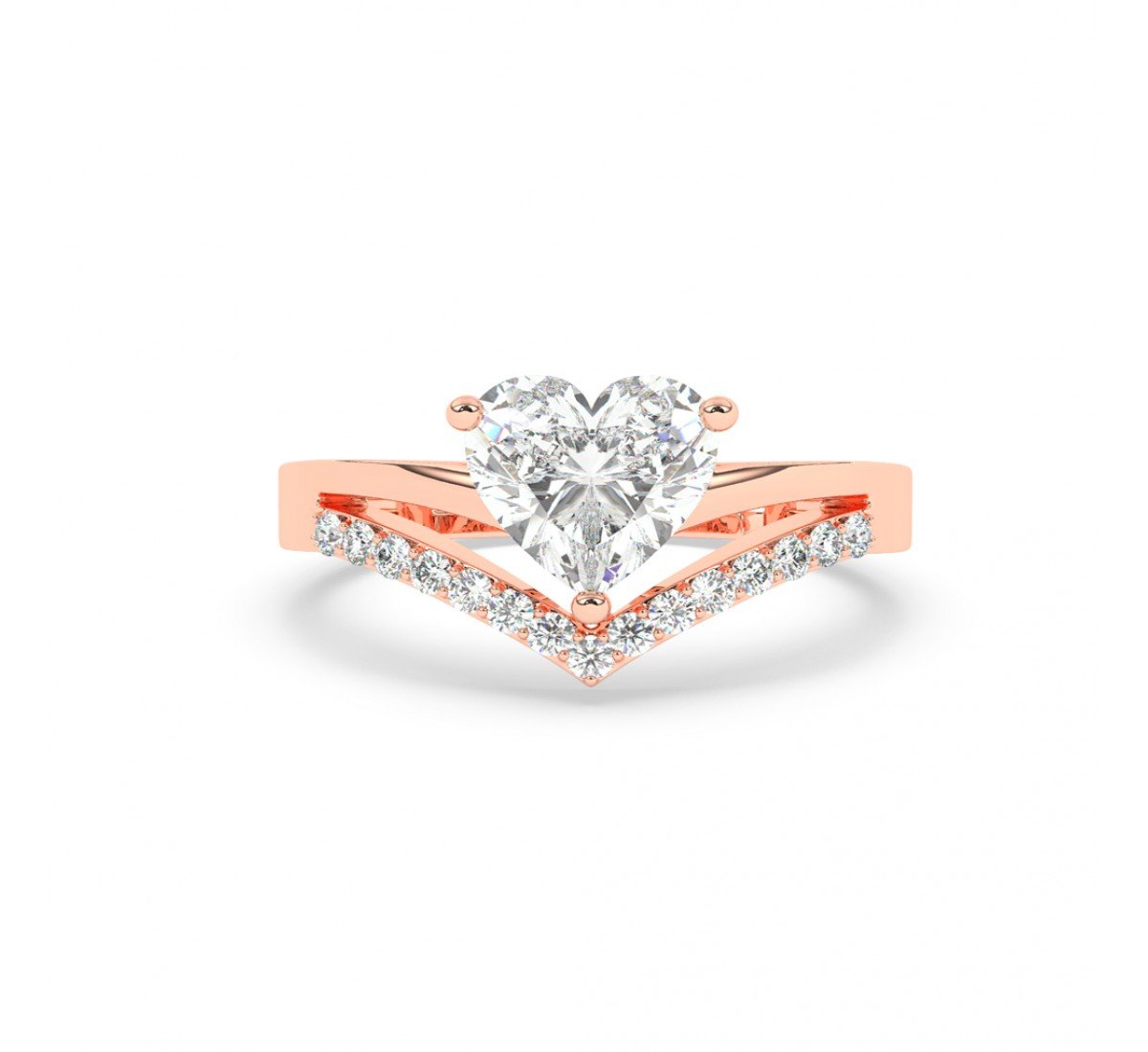 Rose Gold Heart Solitaire Ring