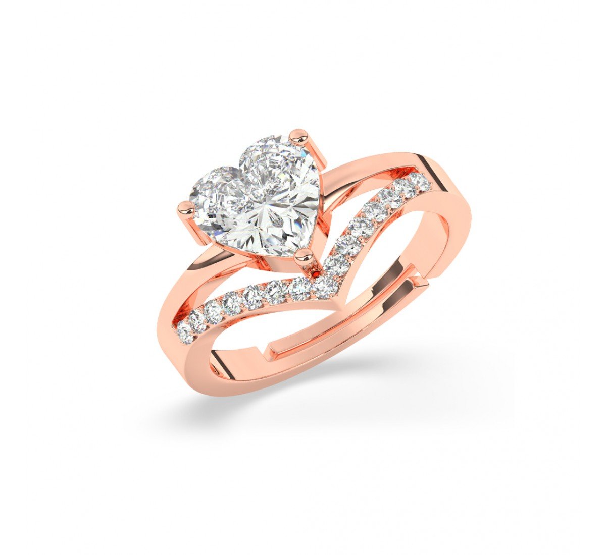 Rose Gold Heart Solitaire Ring