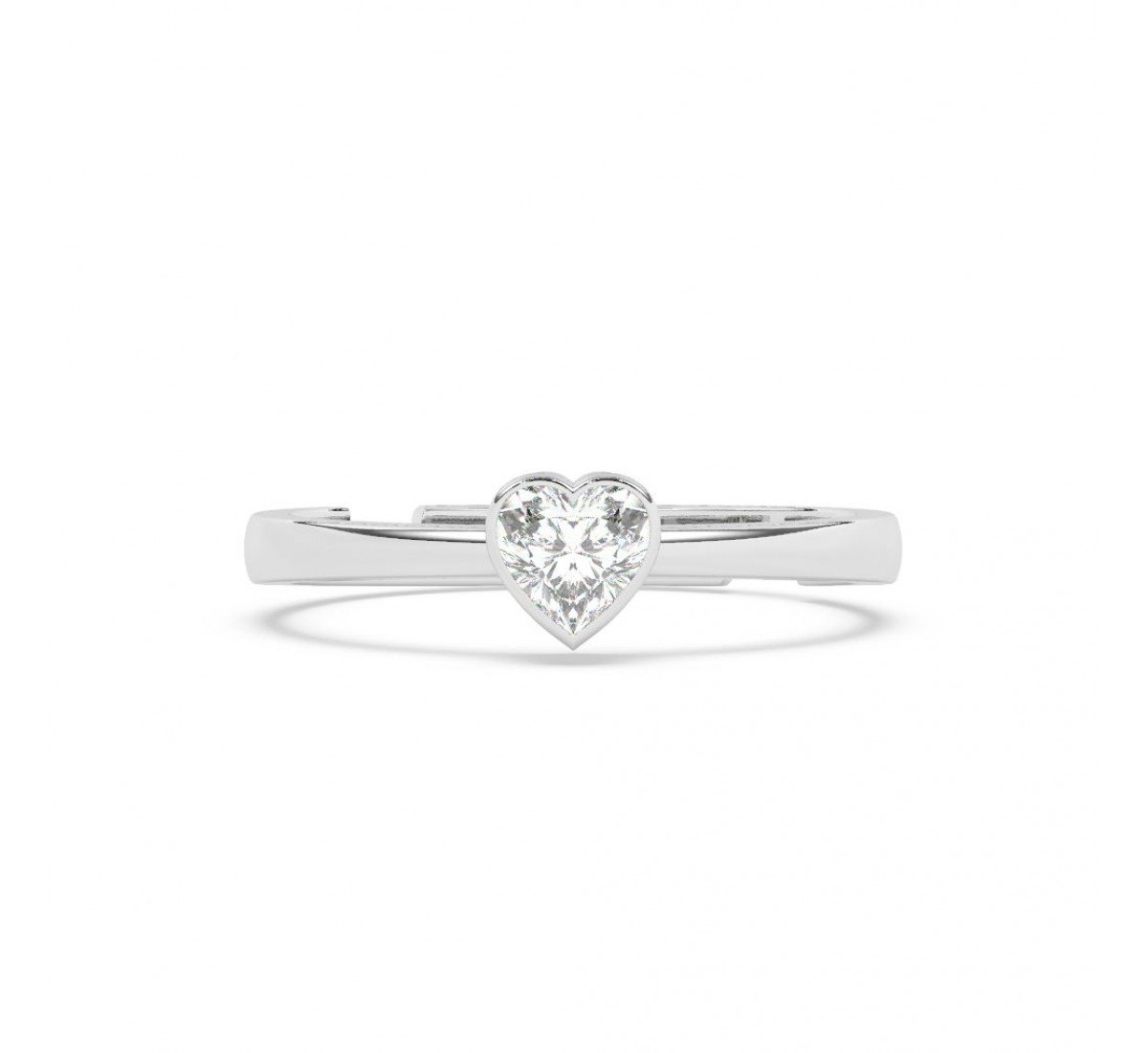 Silver Heart Solitaire Sterling Ring