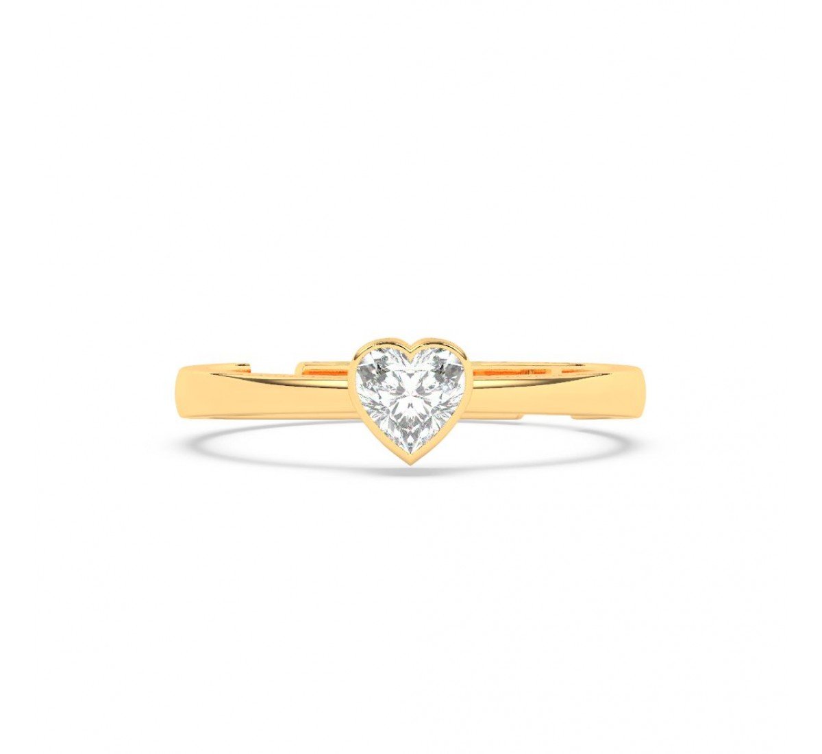 Gold Heart Solitaire Sterling Ring