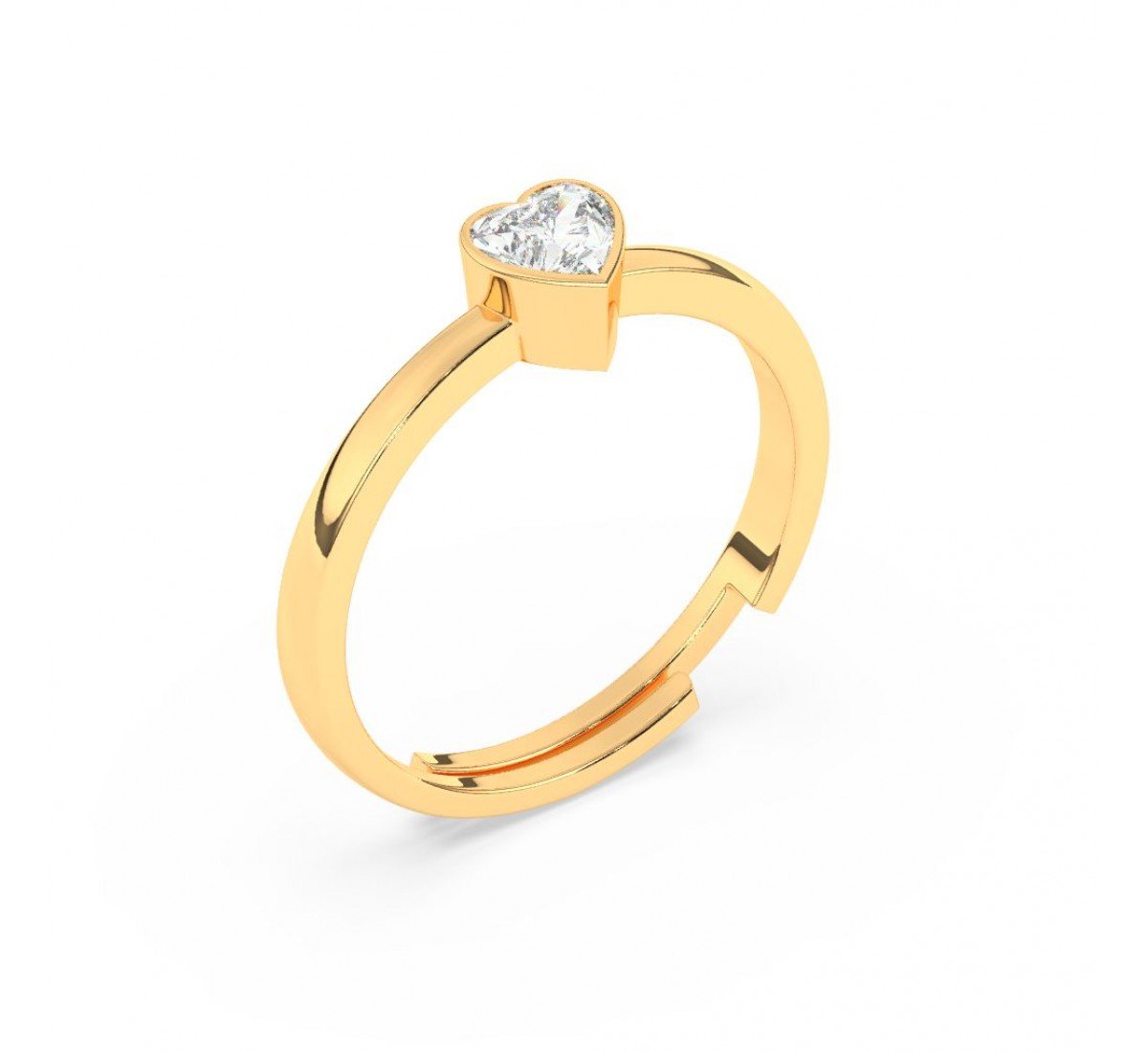 Gold Heart Solitaire Sterling Ring