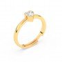 Gold Heart Solitaire Sterling Ring