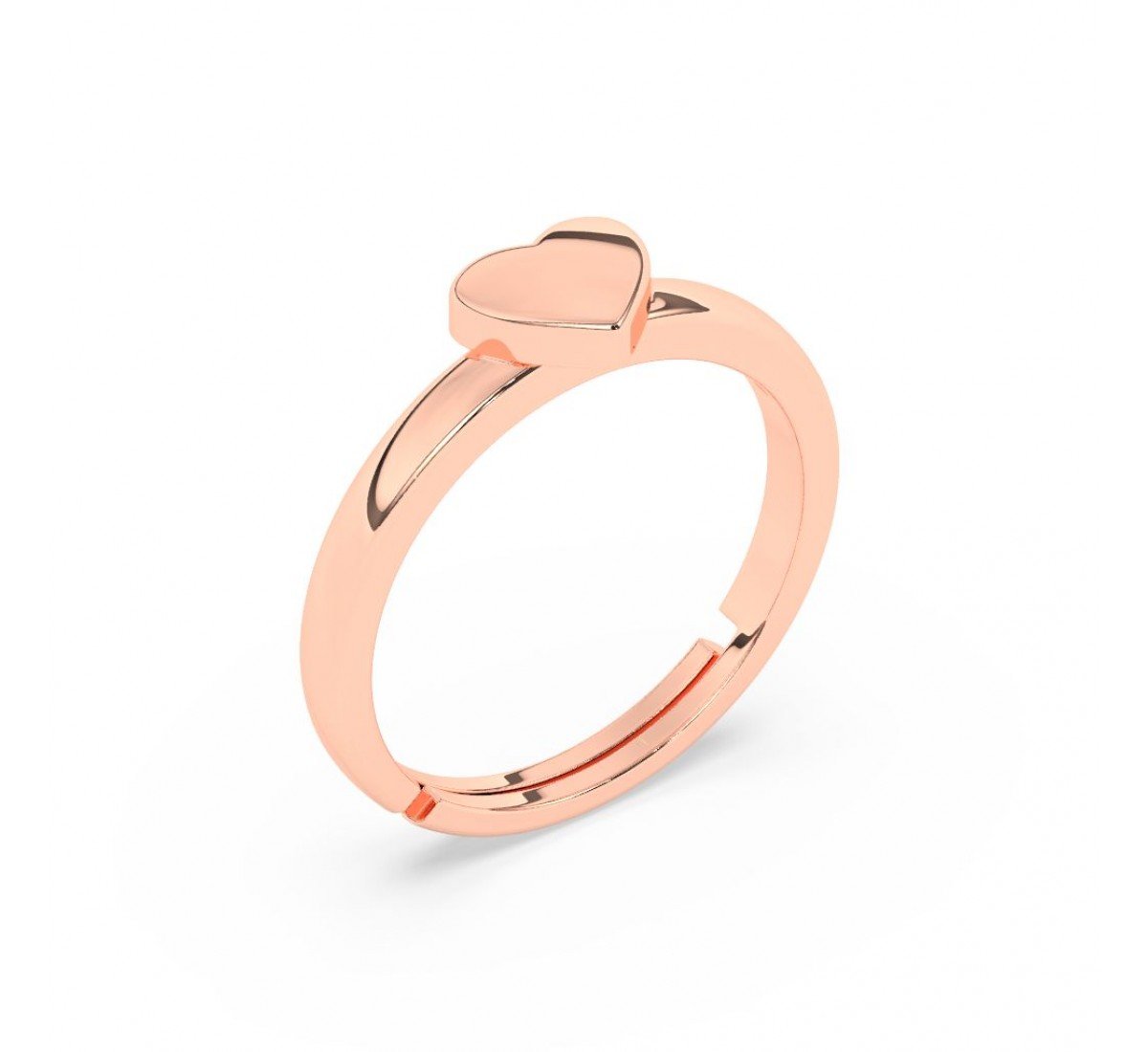 Rose Gold Glossy Finished Heart Ring