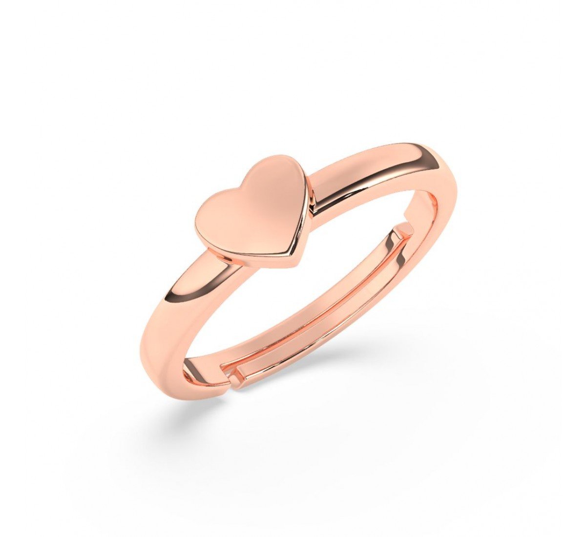 Rose Gold Glossy Finished Heart Ring