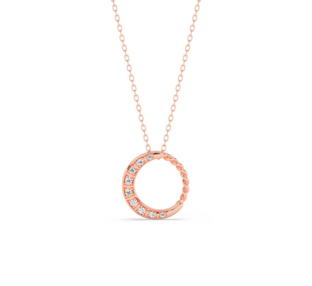 Rose Gold Round Pendent With Chain