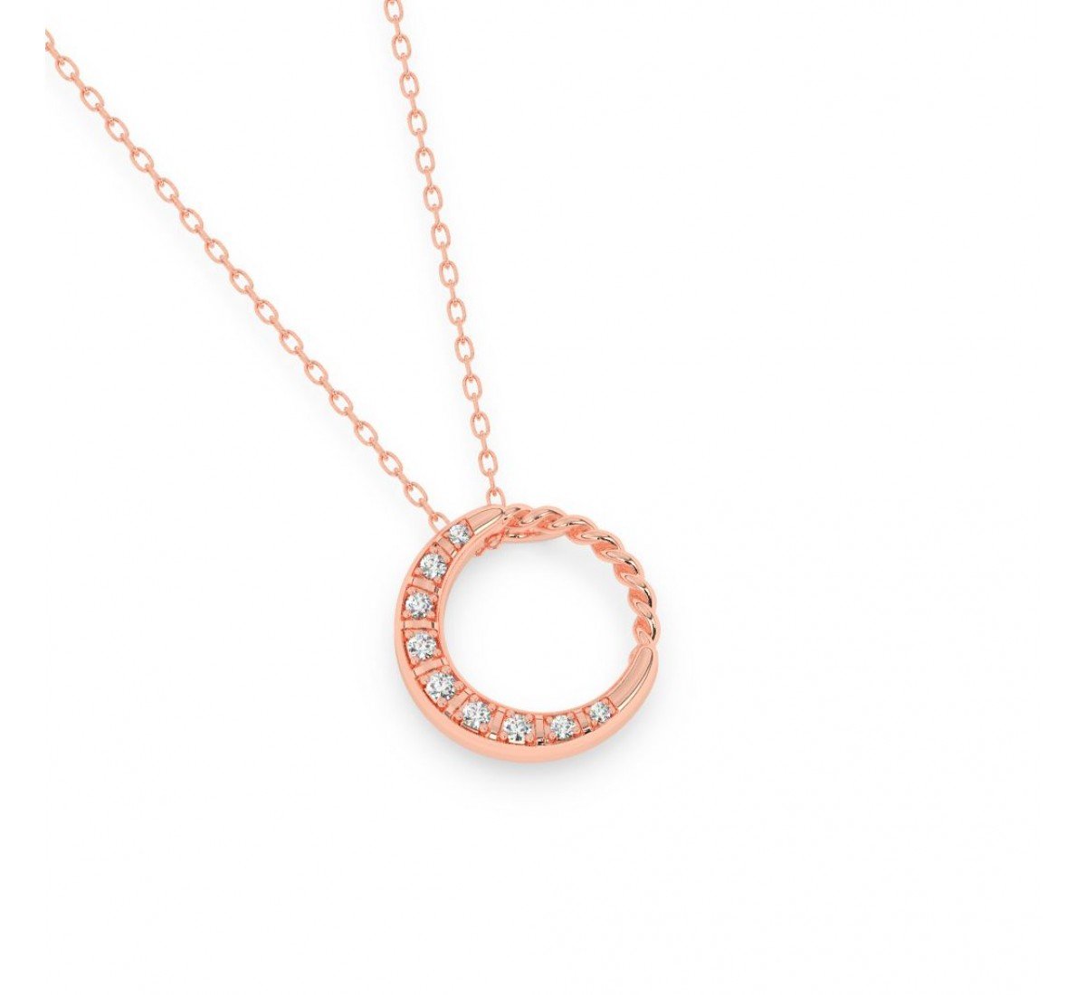 Rose Gold Round Pendent With Chain