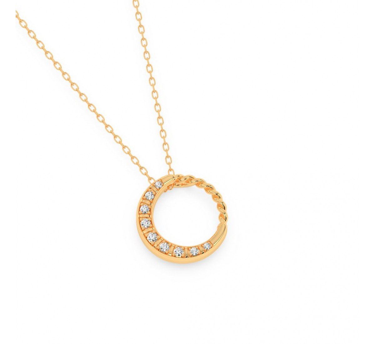 Gold Round Pendent With Chain