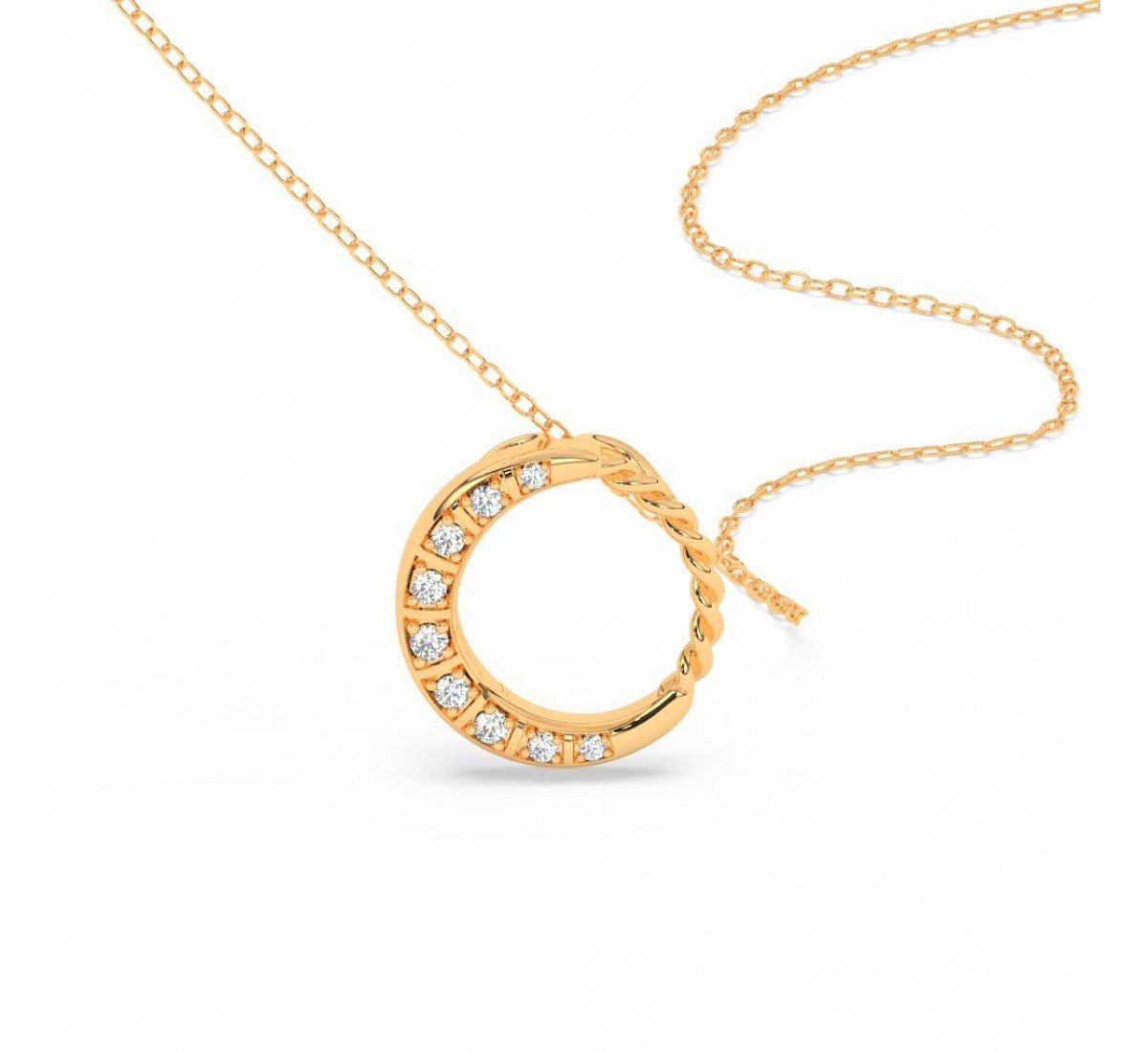 Gold Round Pendent With Chain