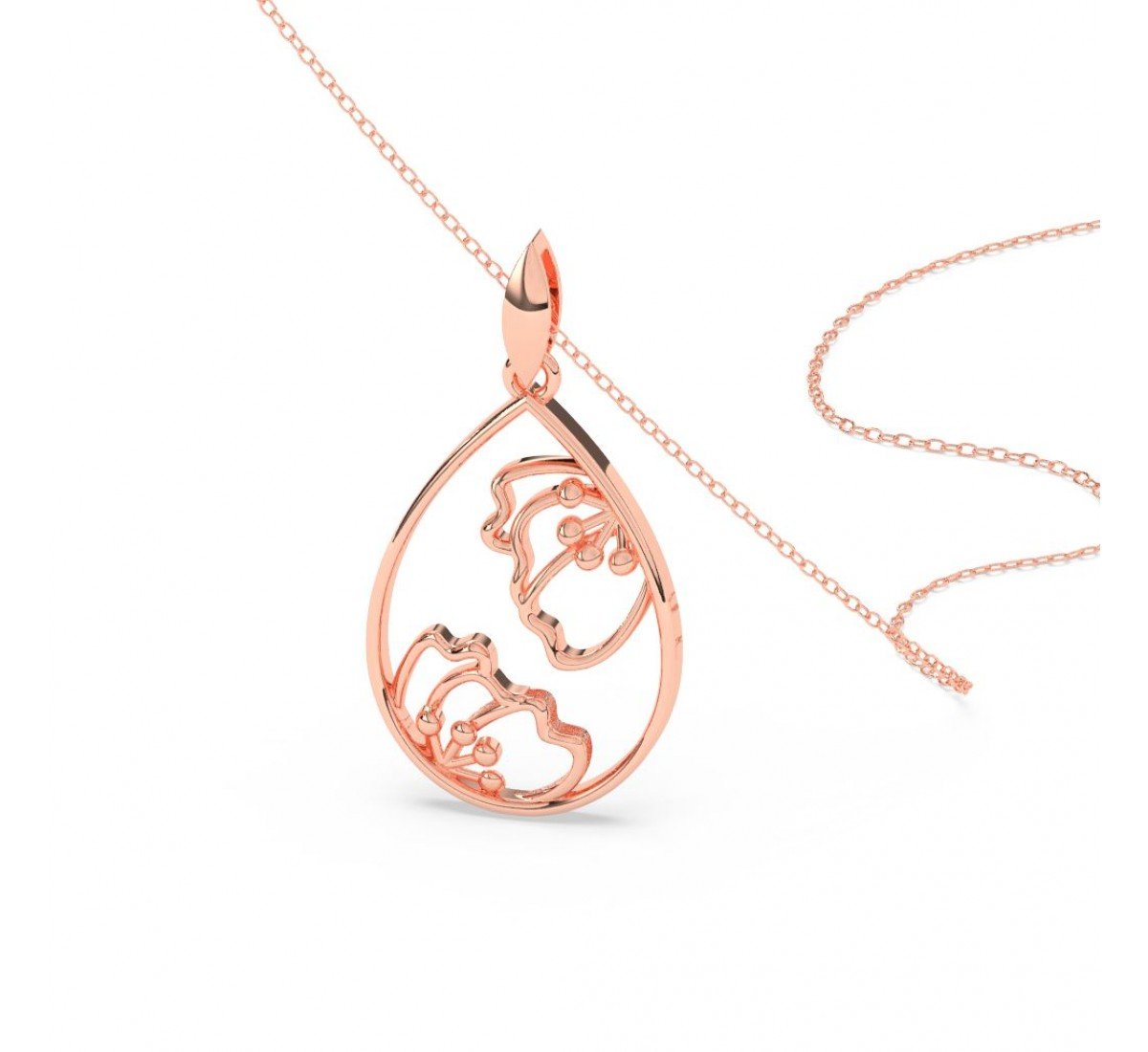 Rose Gold Eddy Floral Marquise Pendent