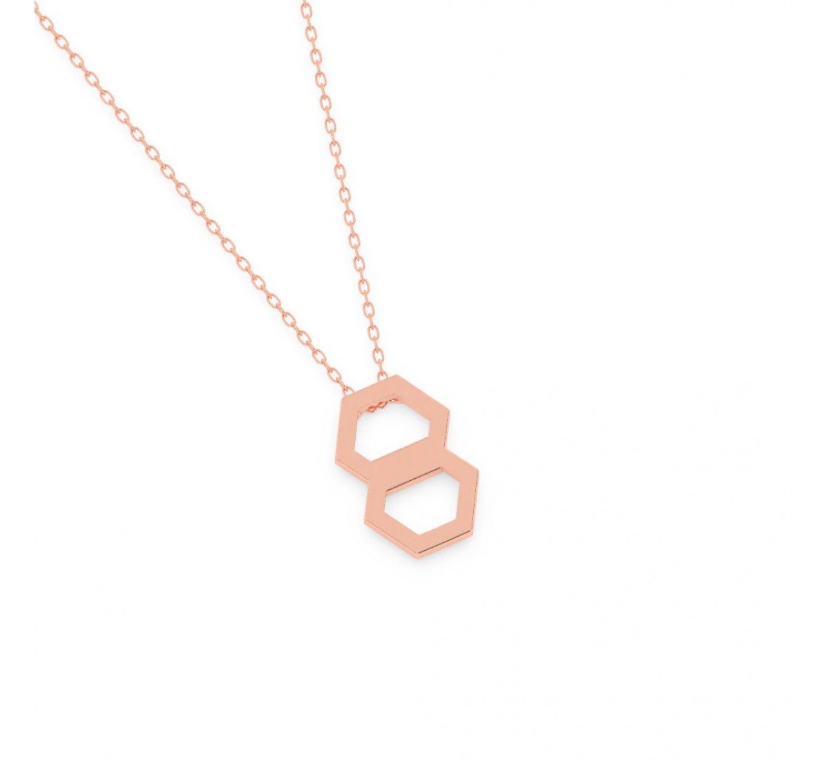 Rose Gold Double Hexagon Pendent