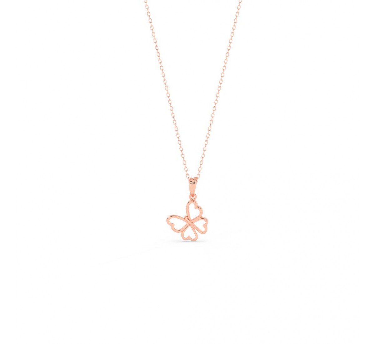 Rose Gold Butterfly Pendant With Link Chain