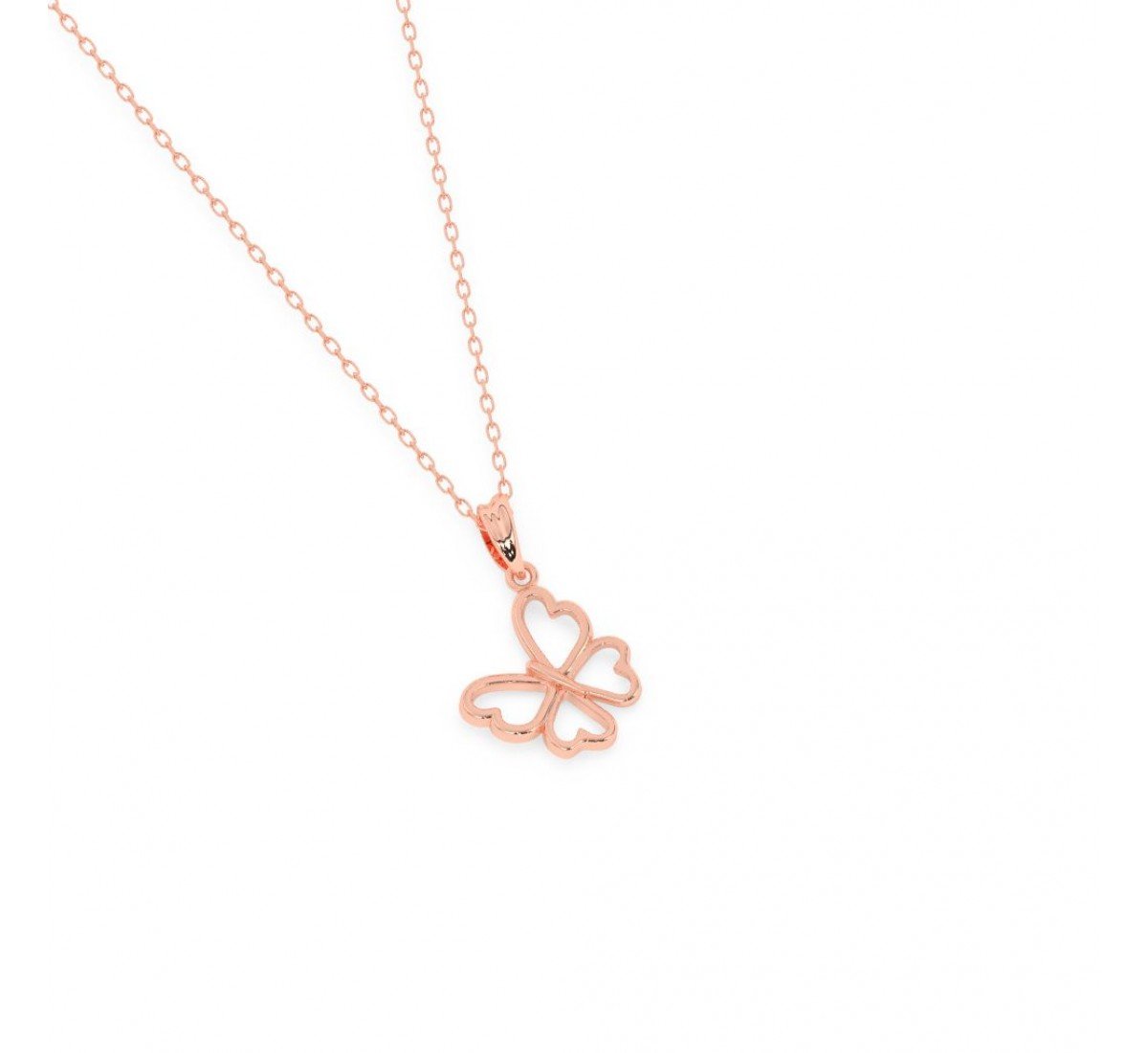 Rose Gold Butterfly Pendant With Link Chain