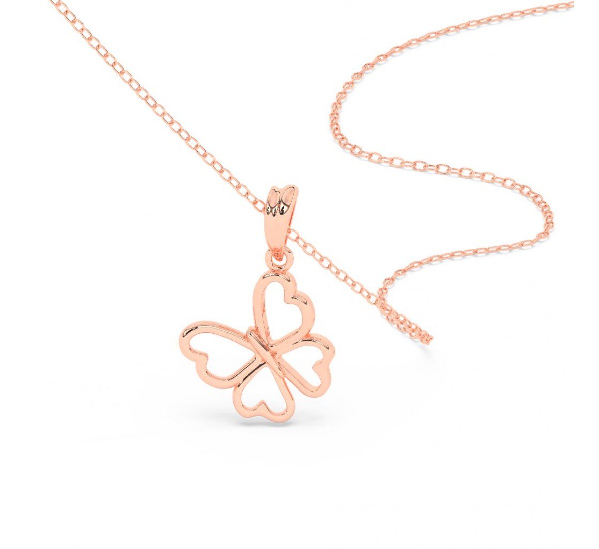 Rose Gold Butterfly Pendant With Link Chain