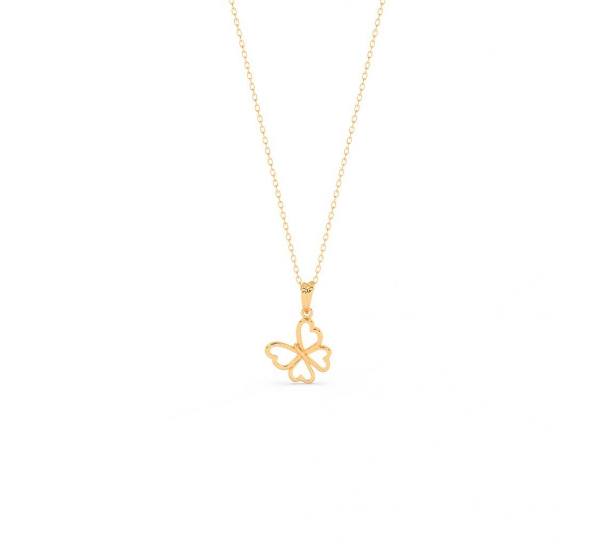 Gold Butterfly Pendant With Link Chain