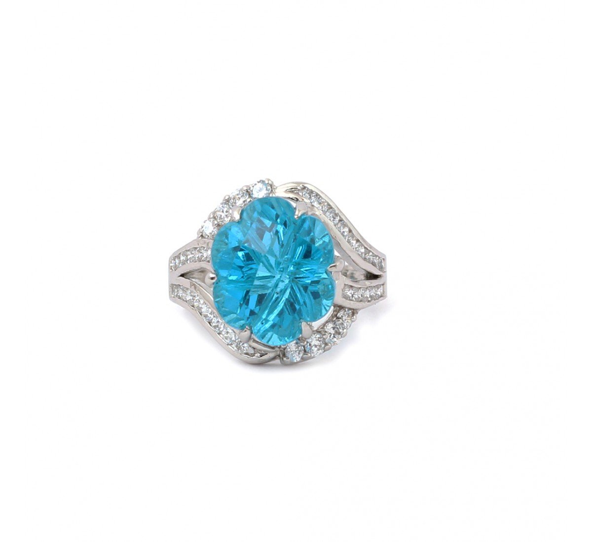 Silver Flax Sky Blue Cocktail Ring