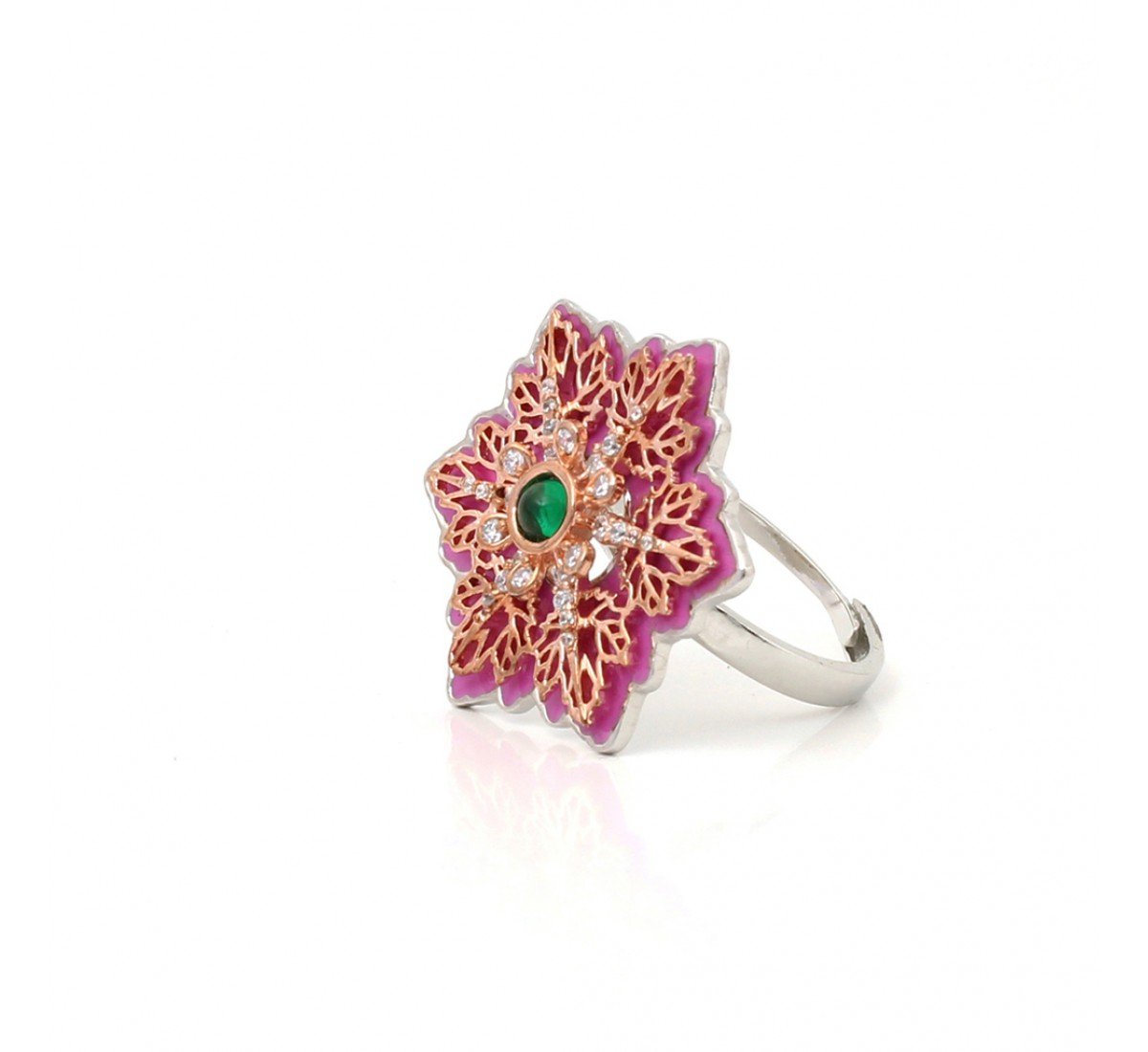 Silver Revolving Pink Cocktail Ring