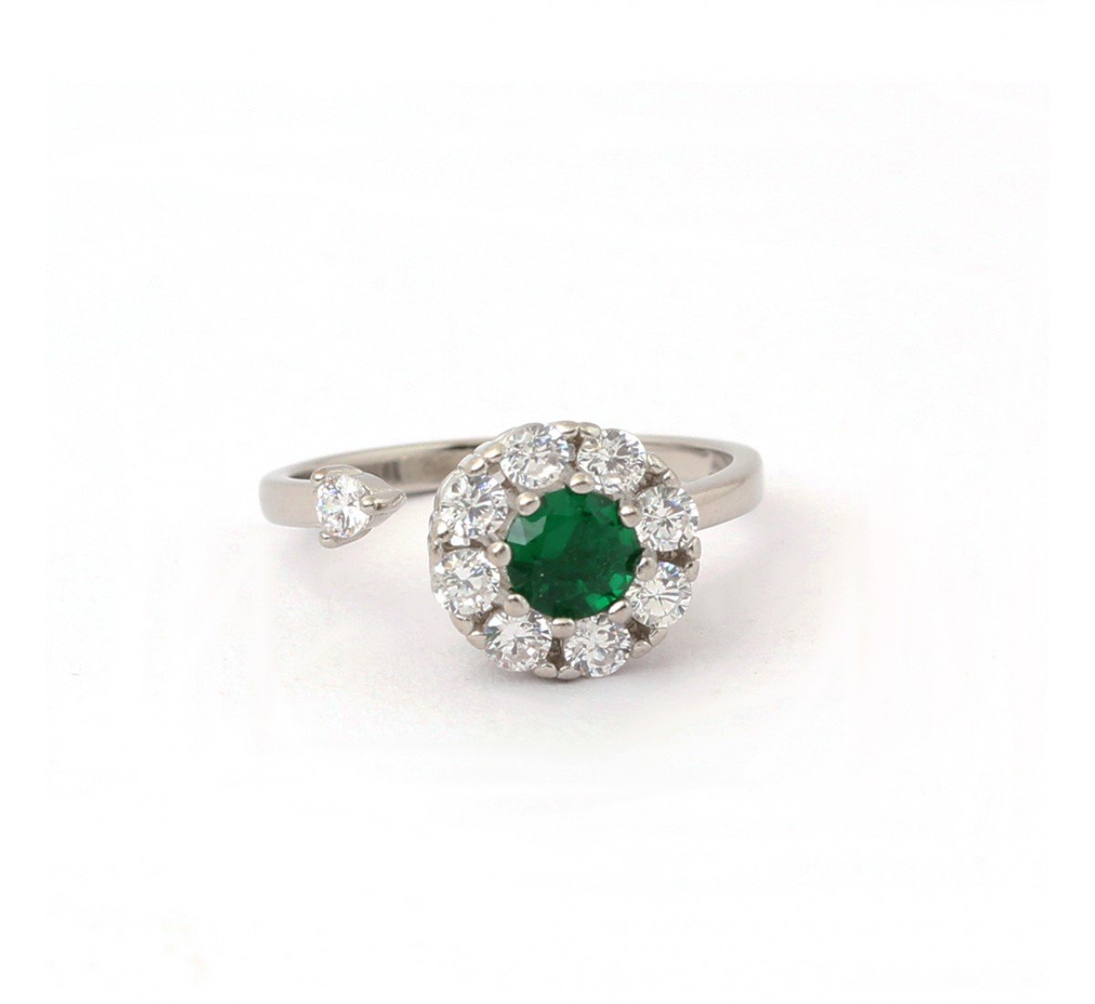 Silver Green Zircon Cluster Ring