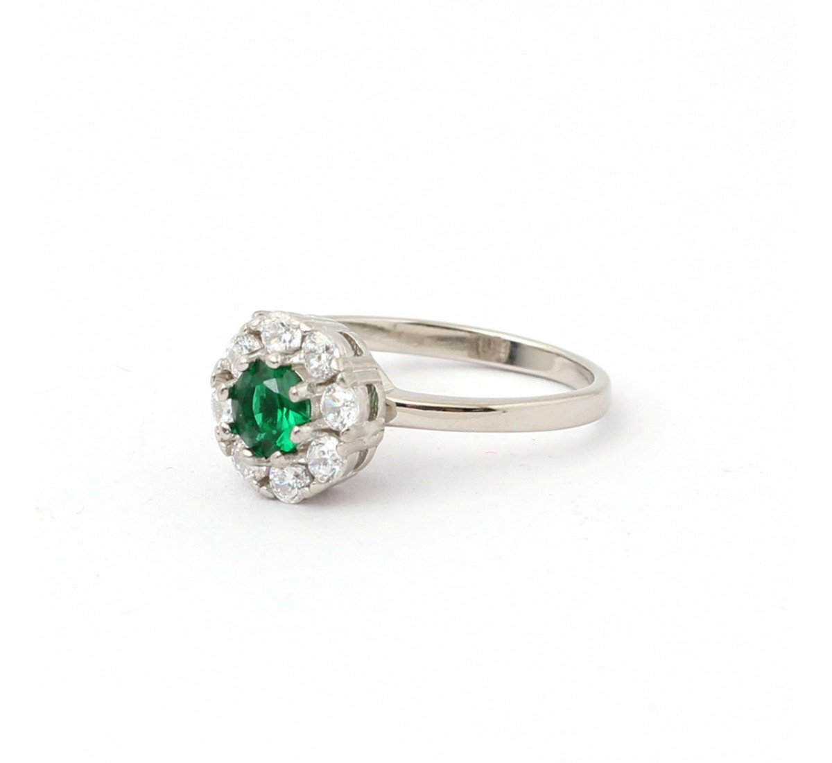 Silver Green Zircon Cluster Ring