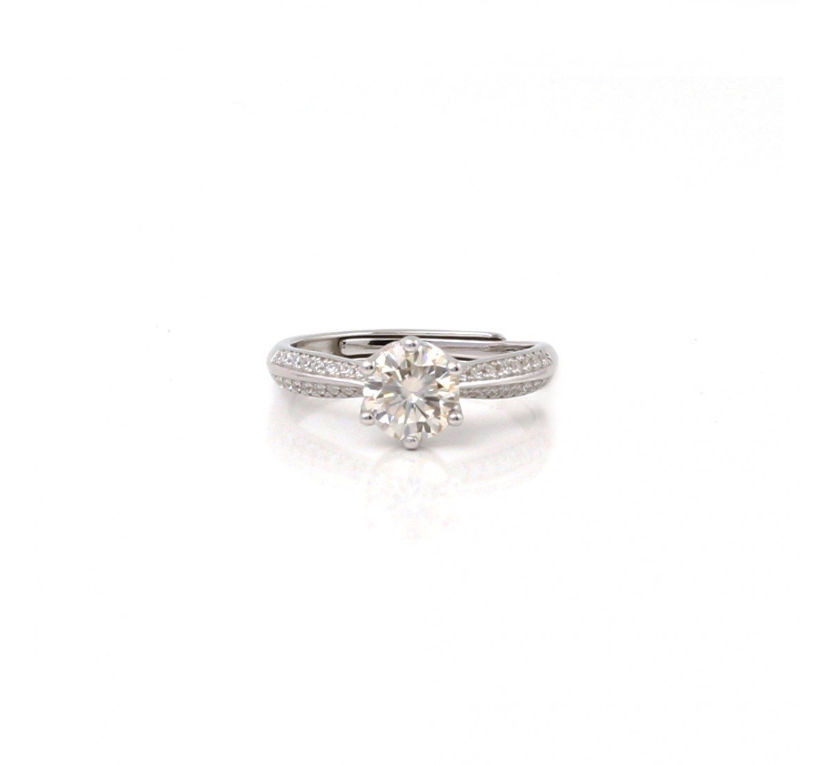 Silver Solitaire Elliptica Zircon Ring