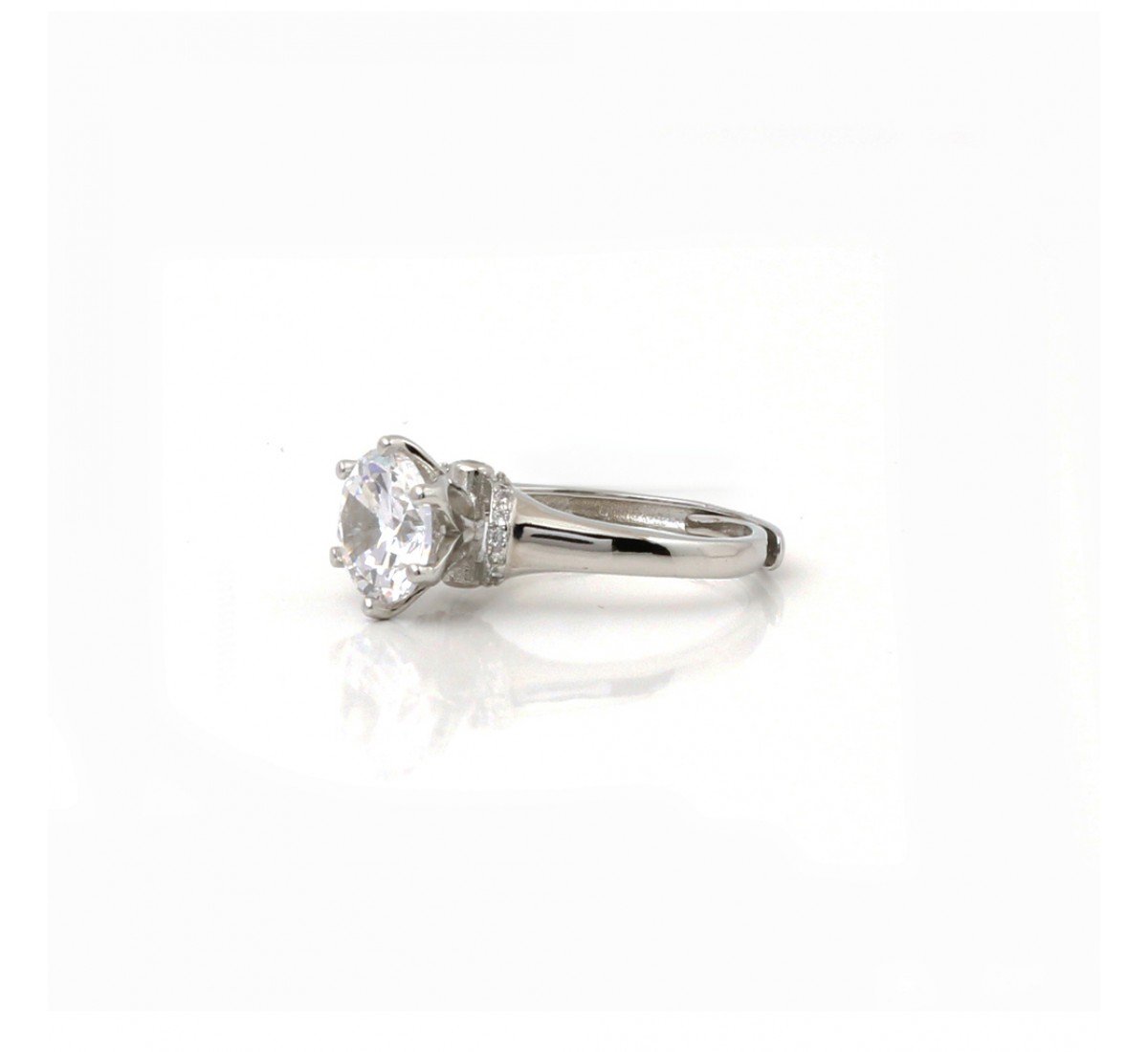 Silver Solitaire Engagement Zircon Ring