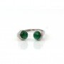 Silver Green Double Side Round Shape Ring