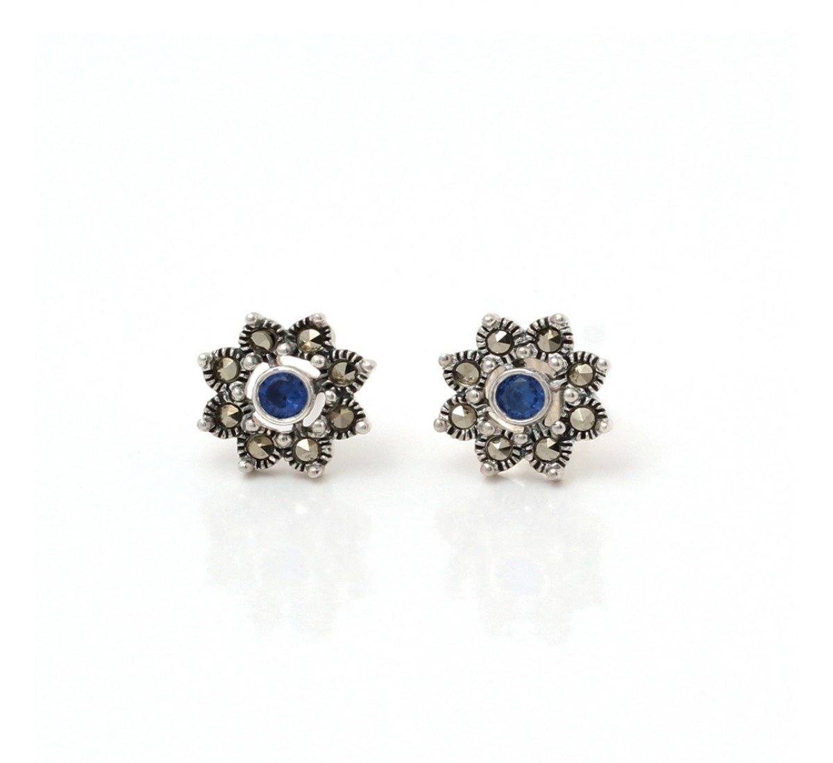 Silver Oxidised Royal Blue Studs