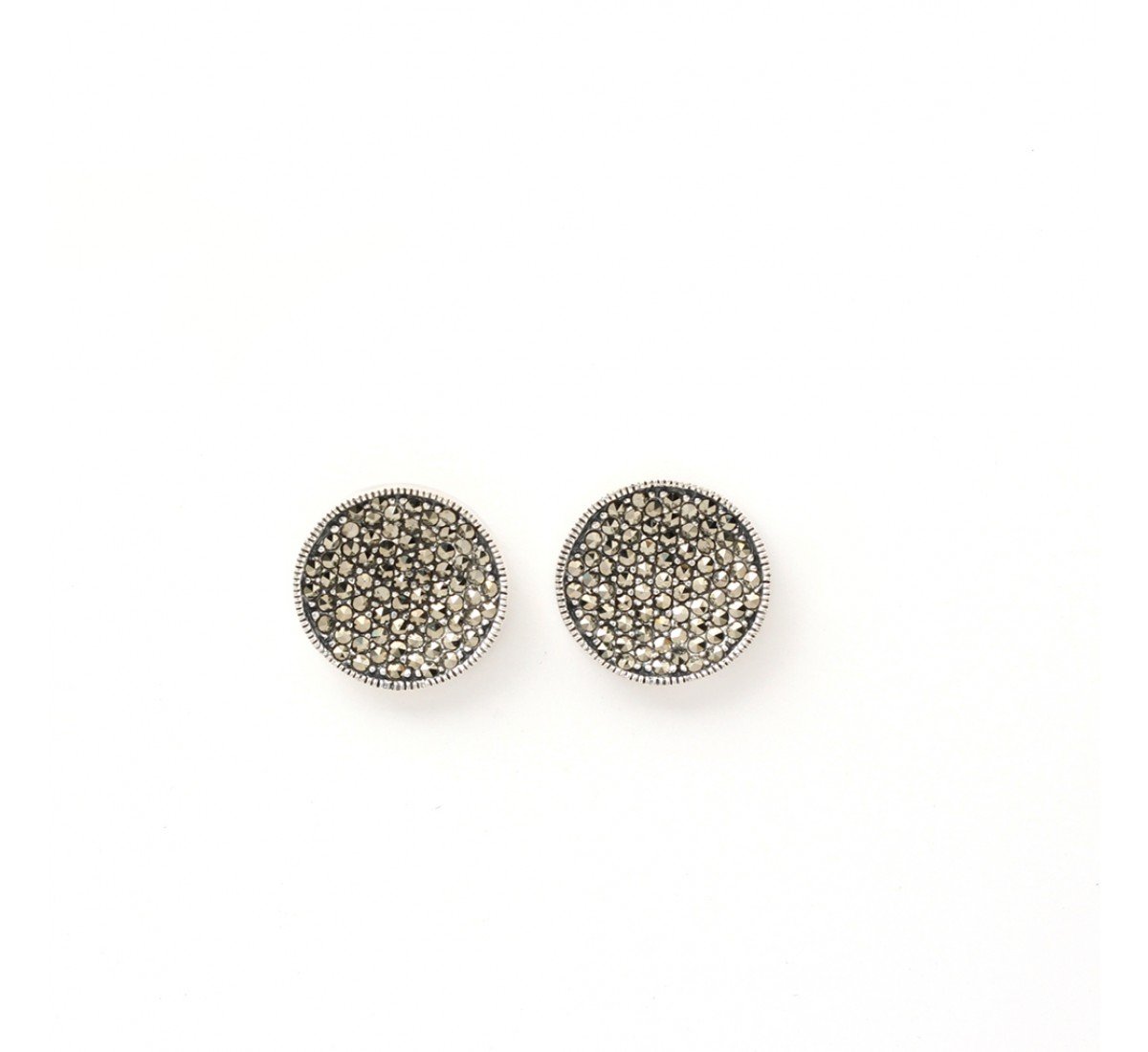 Silver Oxidised Grey Drusy Round Studs