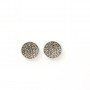 Silver Oxidised Grey Drusy Round Studs