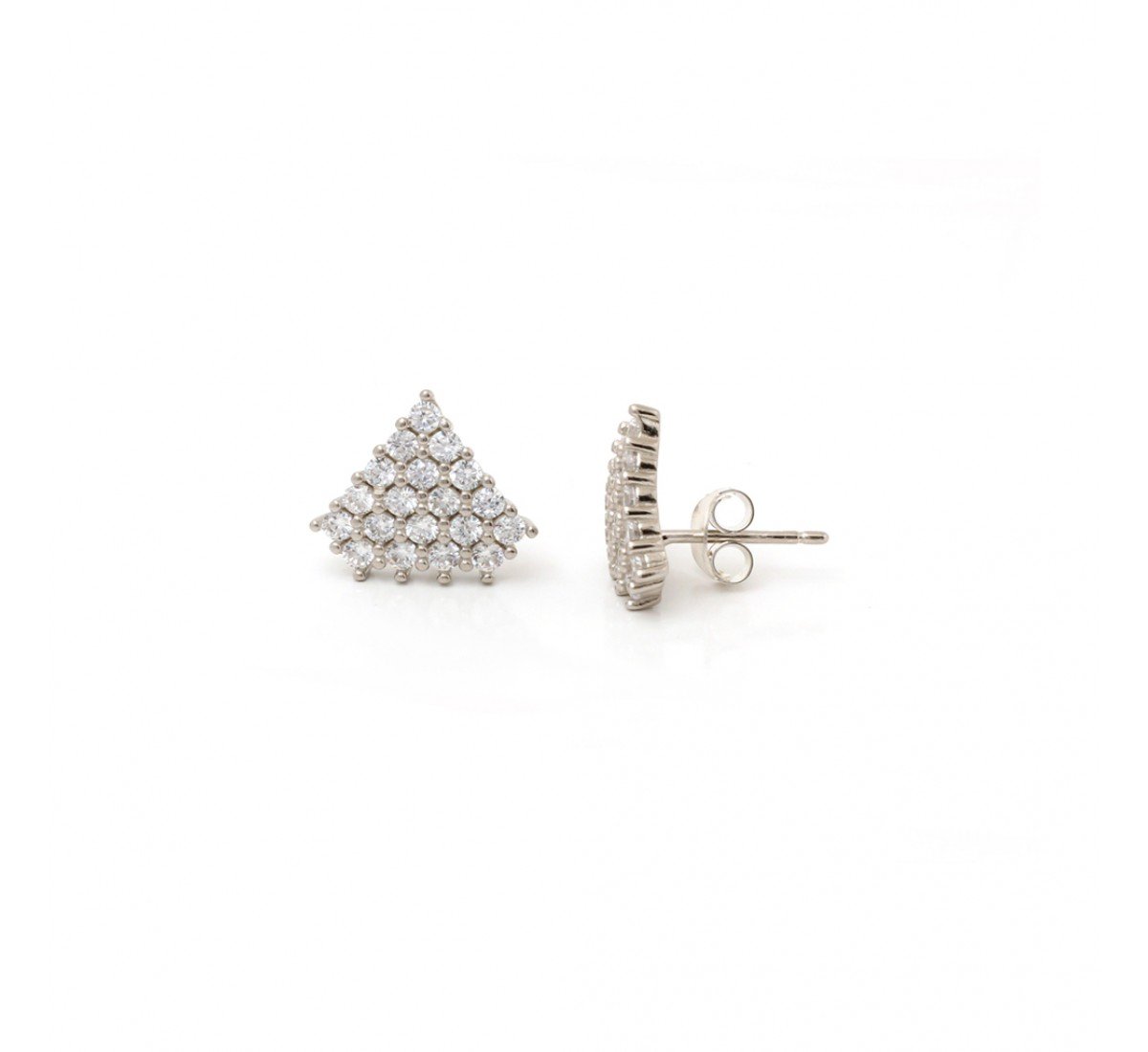 Silver Zircon Joint Hexagon Stud