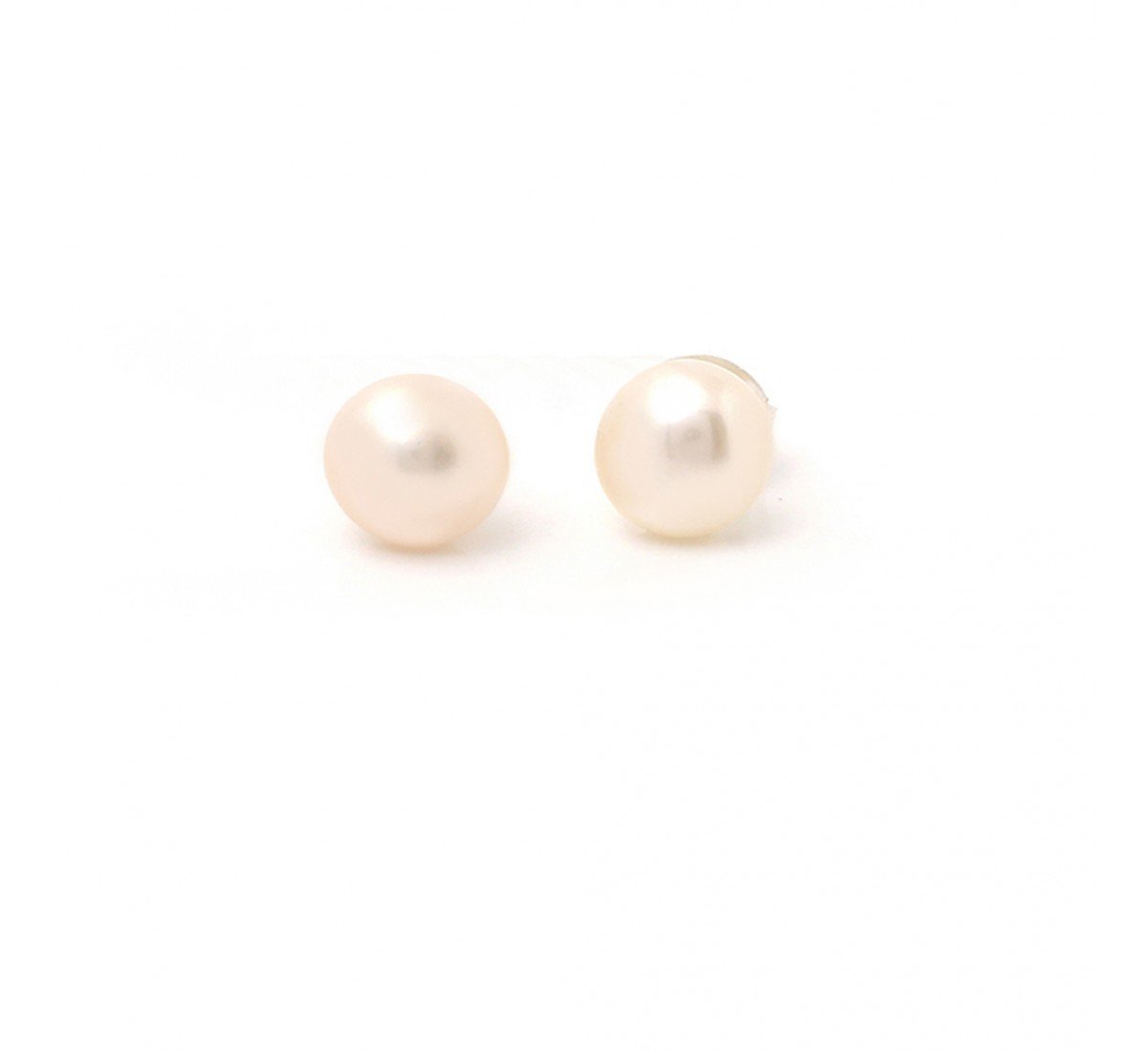 Silver Large White Pearl Earrings