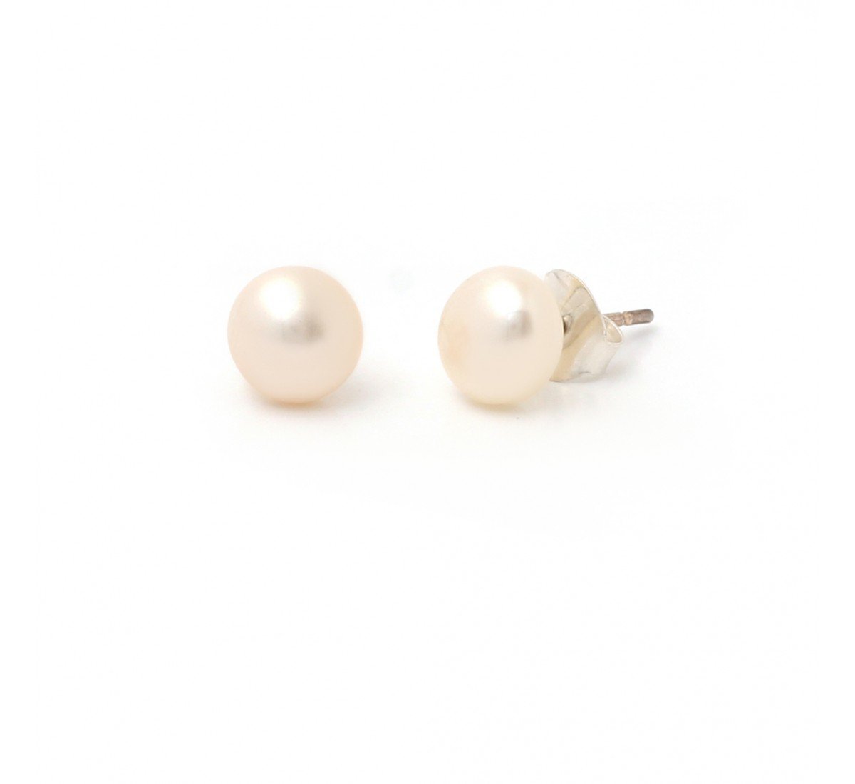 Silver Large White Pearl Earrings