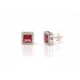 Silver Red Zircon Square Studs