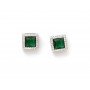 Silver Green Zircon Square Studs