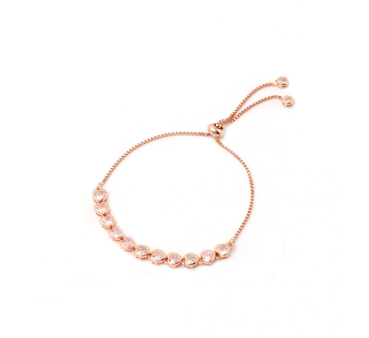 Rose Gold Heart Linked Bracelet