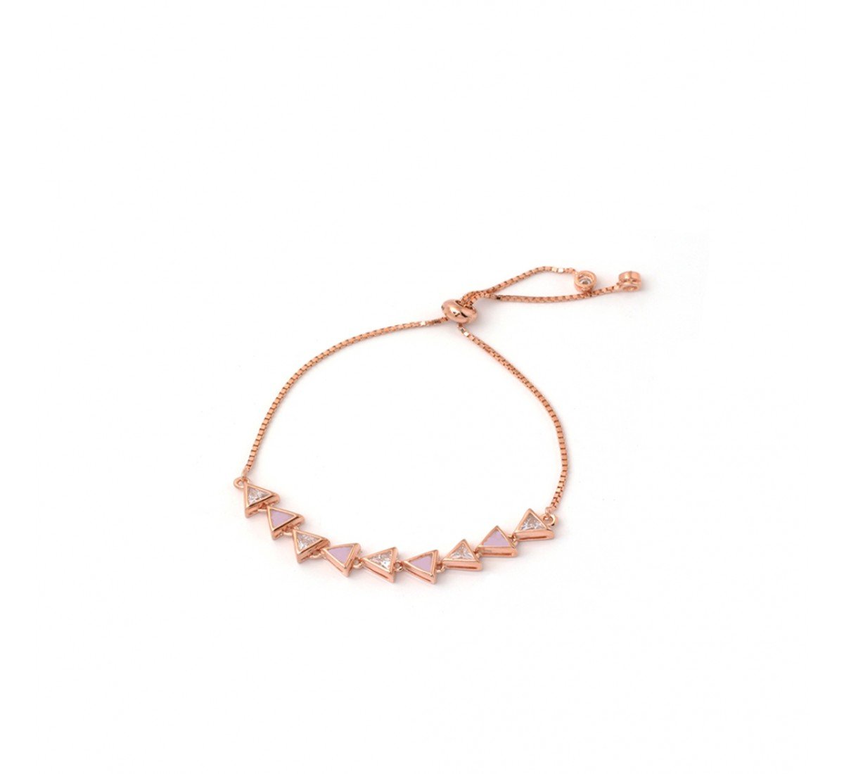 Rose Gold Triangle Stone Chain Bracelet